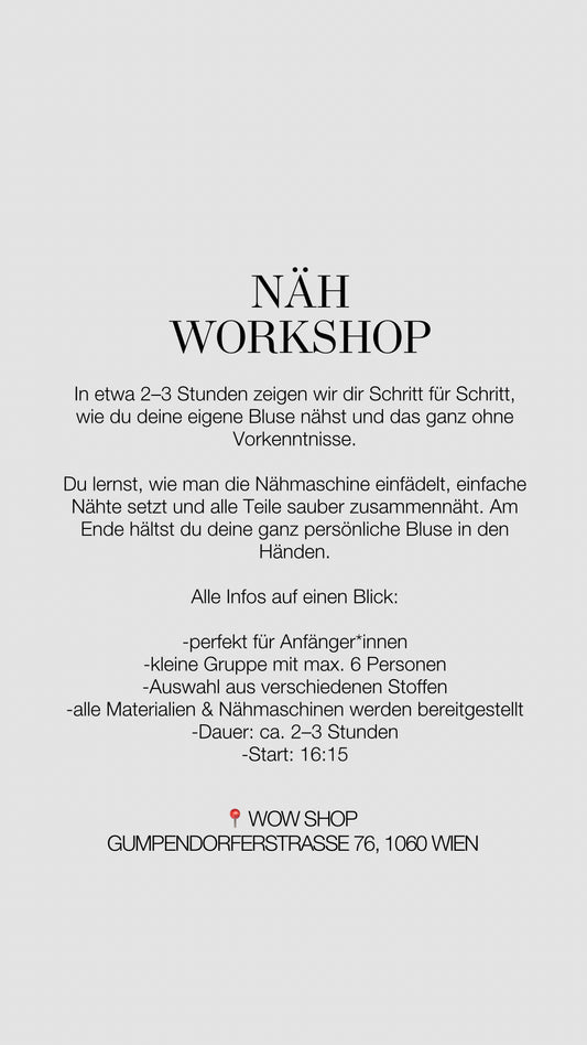 WORKSHOP "Bluse oder Rock" Samstag, 14.03