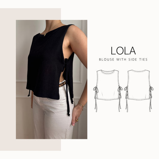LOLA Blouse PDF Sewing Pattern | blouse with side ties | 2XS–4XL