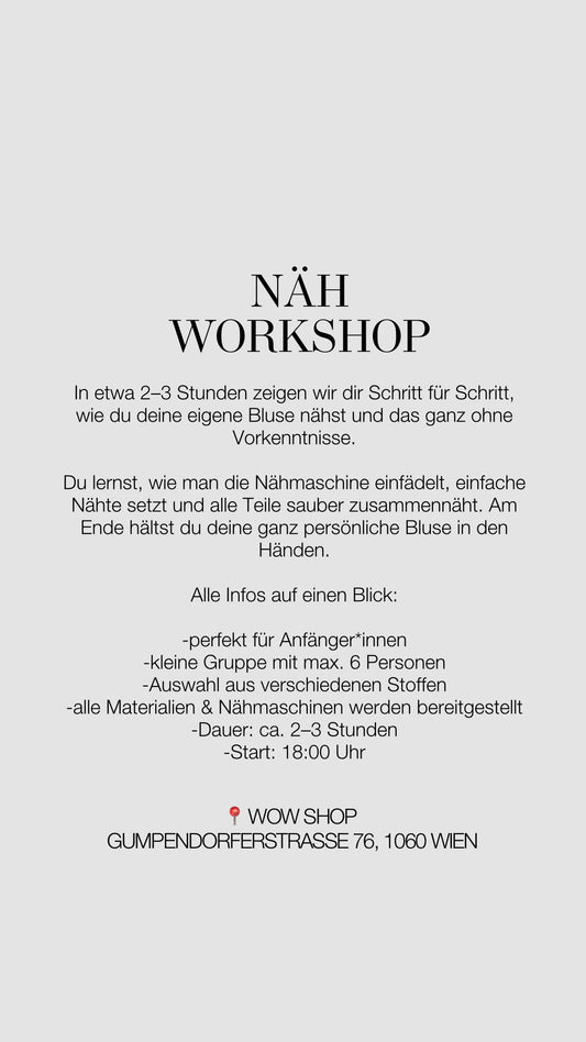 WORKSHOP "Bluse oder Rock" Freitag 17.04