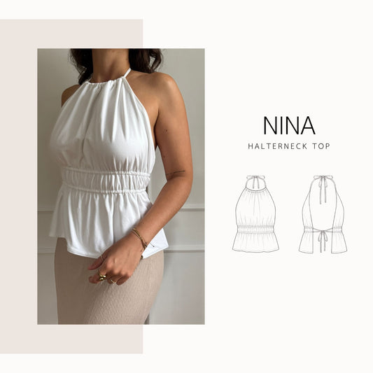 Nina Top PDF Sewing Pattern | halterneck top | XS–4XL
