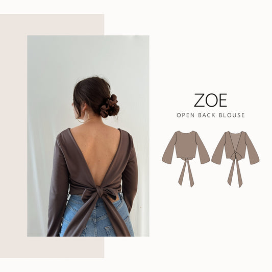 Zoe Blouse PDF Sewing Pattern | open back blouse | XS–2XL