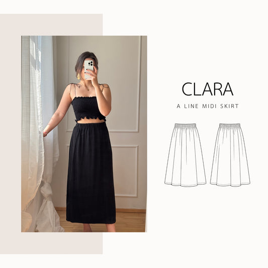 Clara Skirt PDF Sewing Pattern | midi Skirt  | XS–2XL