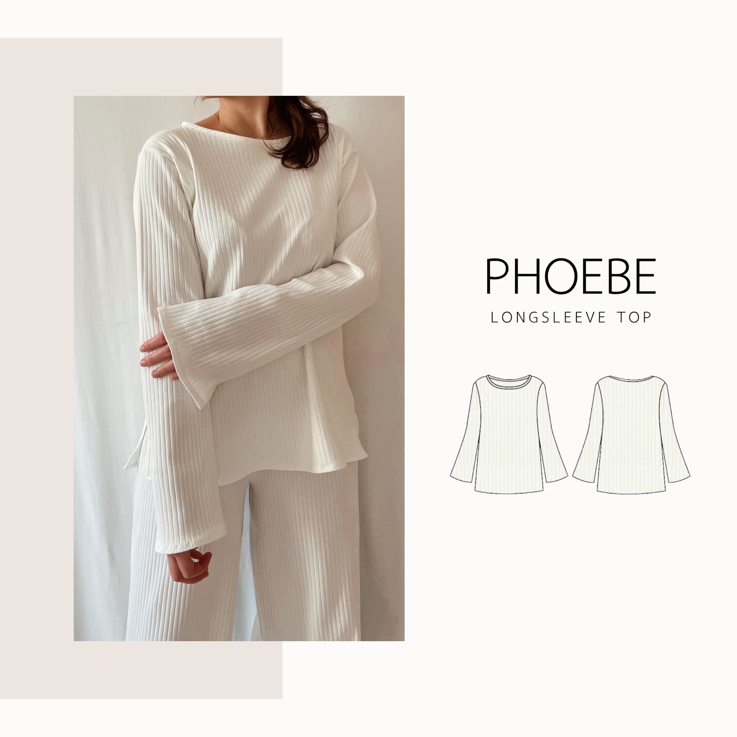 Phoebe long sleeve top | digital sewing pattern | XXS - XXL | loungewear top