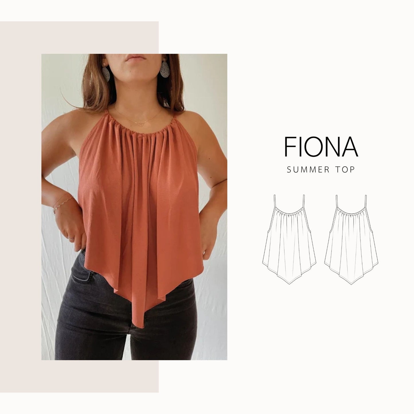 Fiona Top PDF Sewing Pattern | flowy summer top | 2XS–2XL